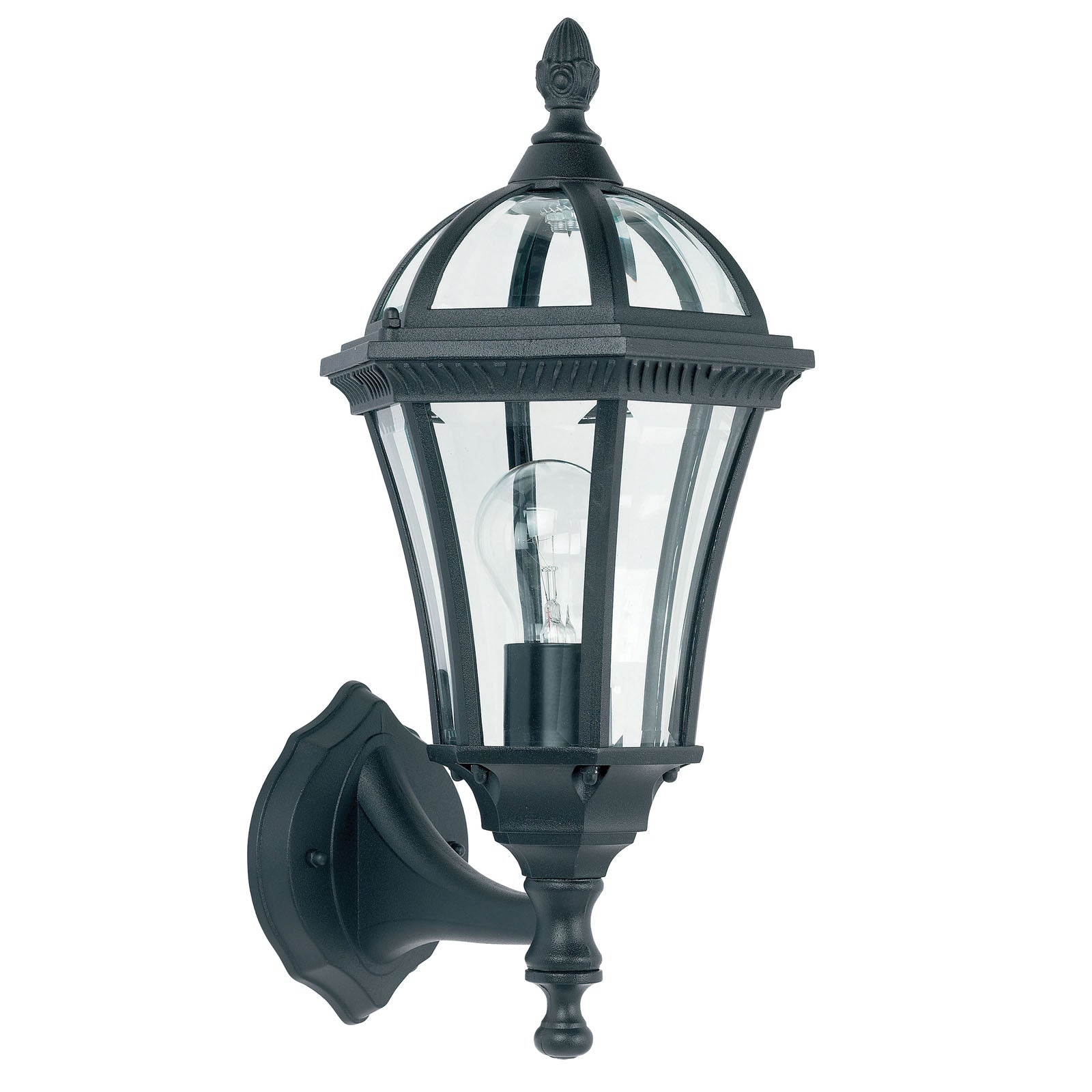 Drayton 1-Light Matt Black Outdoor Wall Uplighter