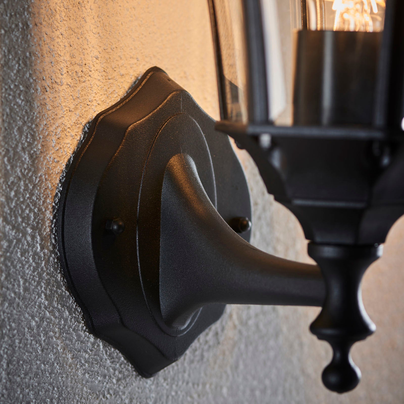 Drayton 1-Light Matt Black Outdoor Wall Uplighter