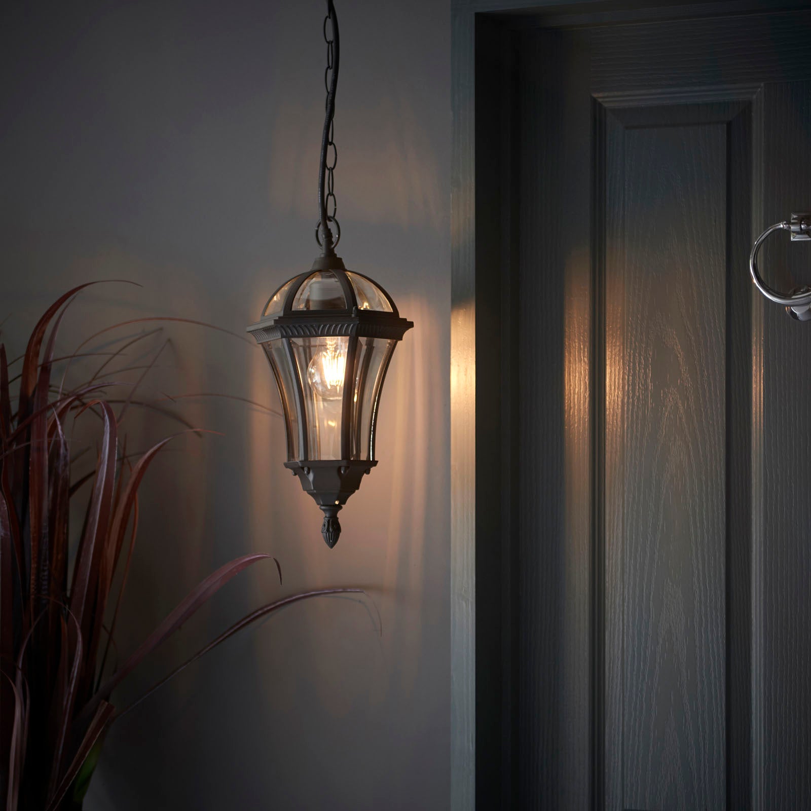 Drayton 1-Light Matt Black Outdoor Hanging Lantern