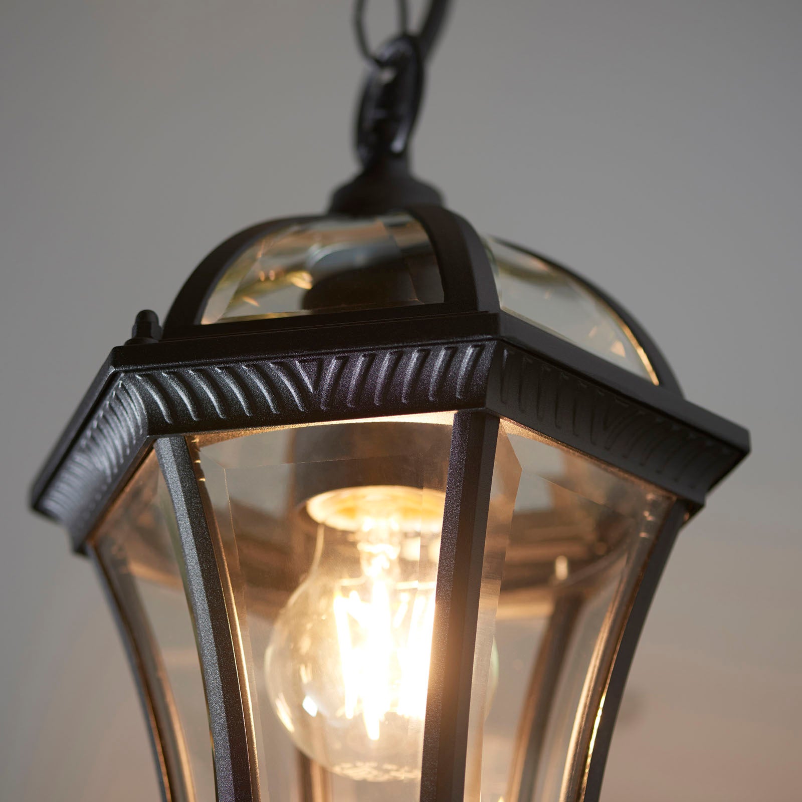 Drayton 1-Light Matt Black Outdoor Hanging Lantern