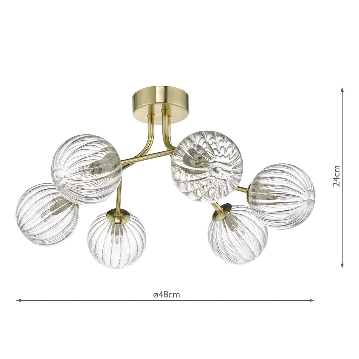 Yiska 6lt Semi Flush Gold & Glass