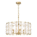 Yuridia 4 Light Pendant Satin Gold and Ribbed Glass