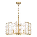 Yuridia 4 Light Pendant Satin Gold and Ribbed Glass