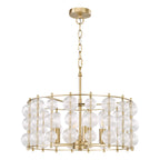 Yuridia 4 Light Pendant Satin Gold and Ribbed Glass
