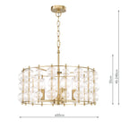 Yuridia 4 Light Pendant Satin Gold and Ribbed Glass