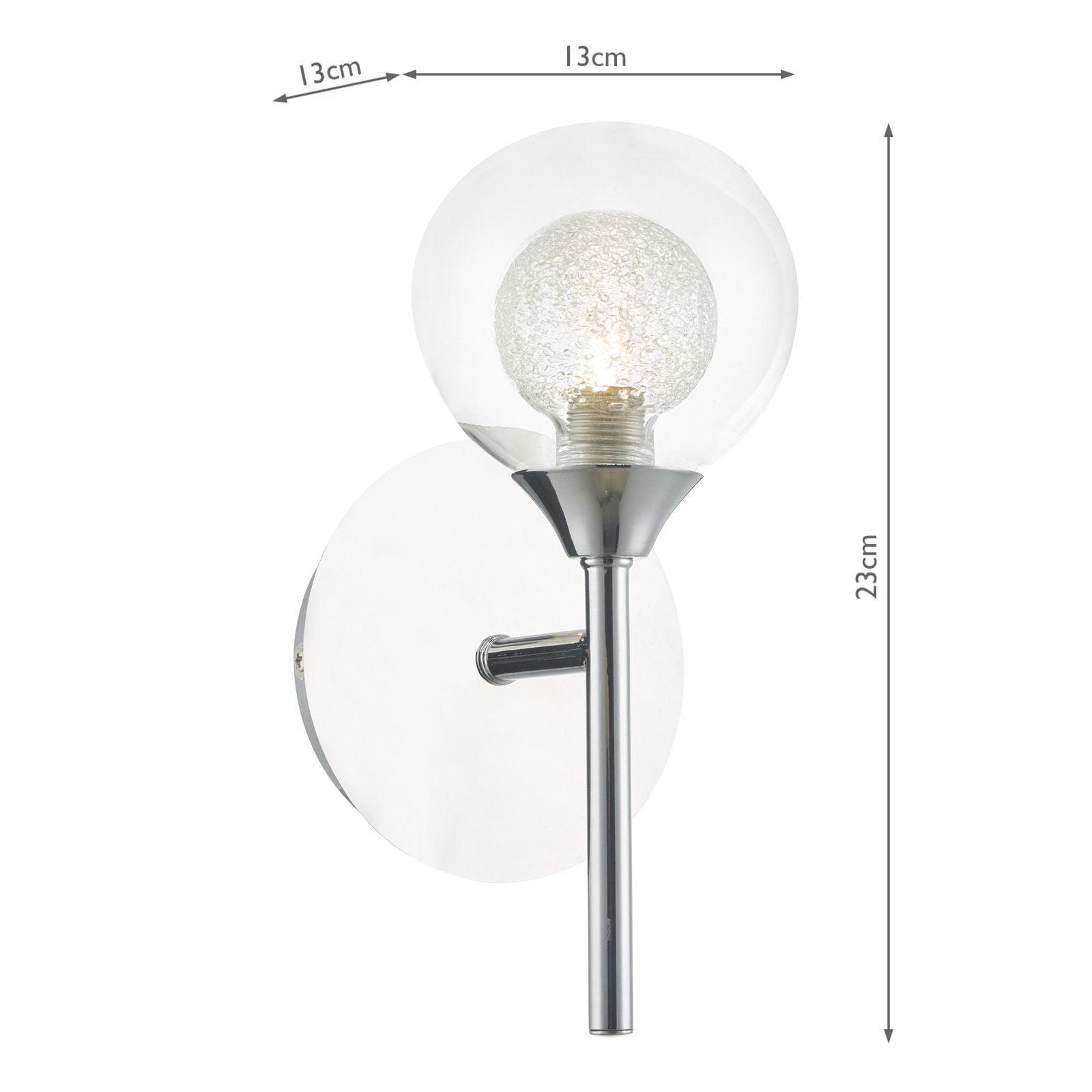 Zeke Wall Light Polished Chrome Glass