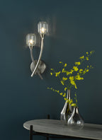 Zonda 2 Light Wall Light Brushed Nickel and Crystal