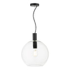 Zula 1 Light Single Pendant Black Clear Glass