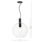 Zula 1 Light Single Pendant Black Clear Glass