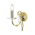 Aegean 1-Light Polished Brass Wall Light (Cut Glass Droplets)