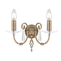 Aegean 2-Light Aged Brass Wall Light (Cut Glass Droplets)