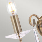 Aegean 2-Light Aged Brass Wall Light (Cut Glass Droplets)