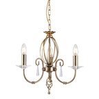 Aegean 3-Light Aged Brass Chandelier (Cut Glass Droplets)