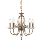 Aegean 5-Light Aged Brass Chandelier (Cut Glass Droplets)
