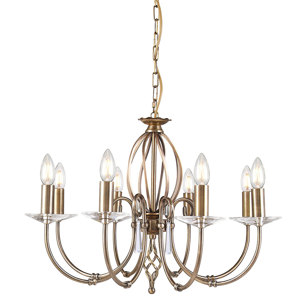 Aegean 8-Light Aged Brass Chandelier (Cut Glass Droplets)