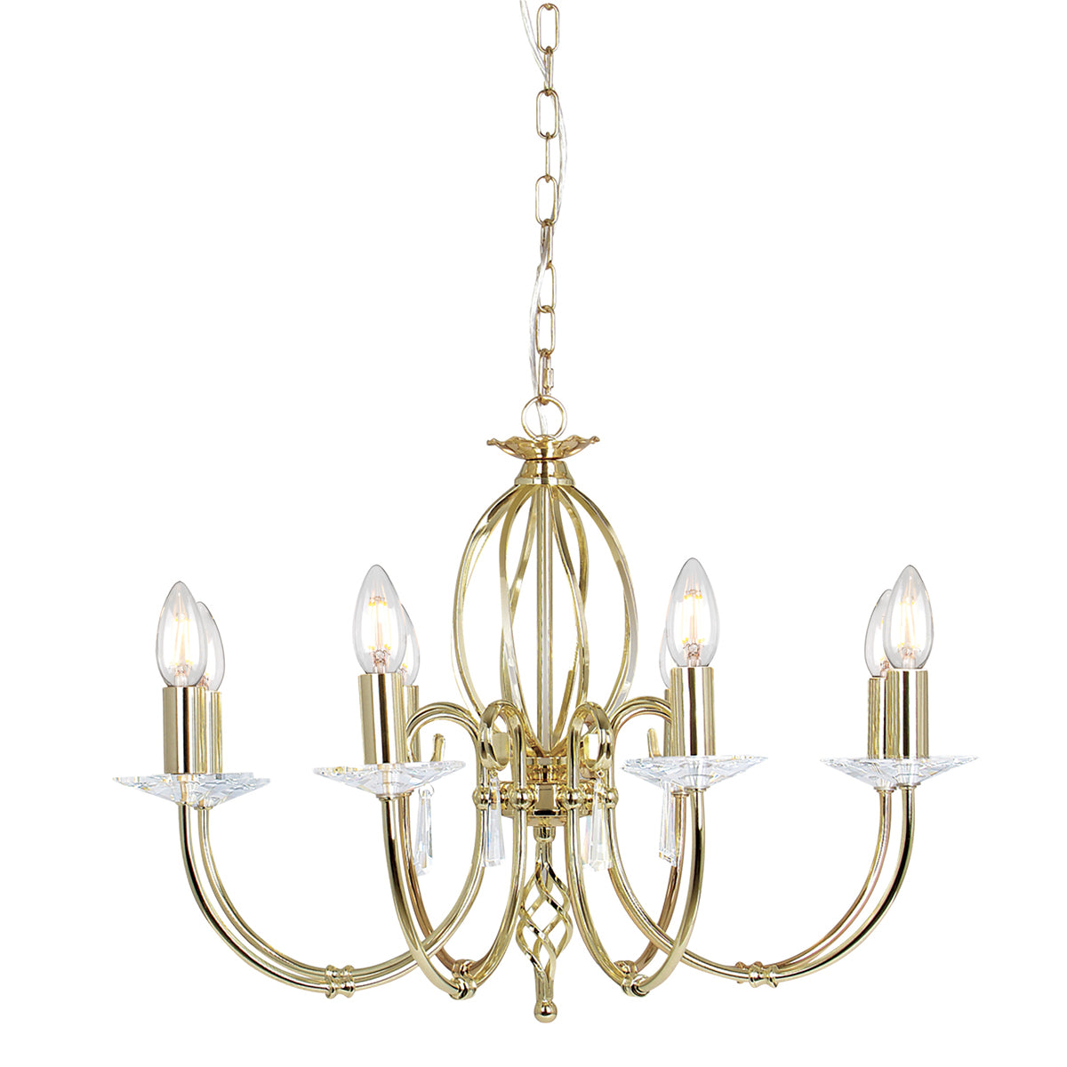 Aegean 8-Light Polished Brass Chandelier (Cut Glass Droplets)