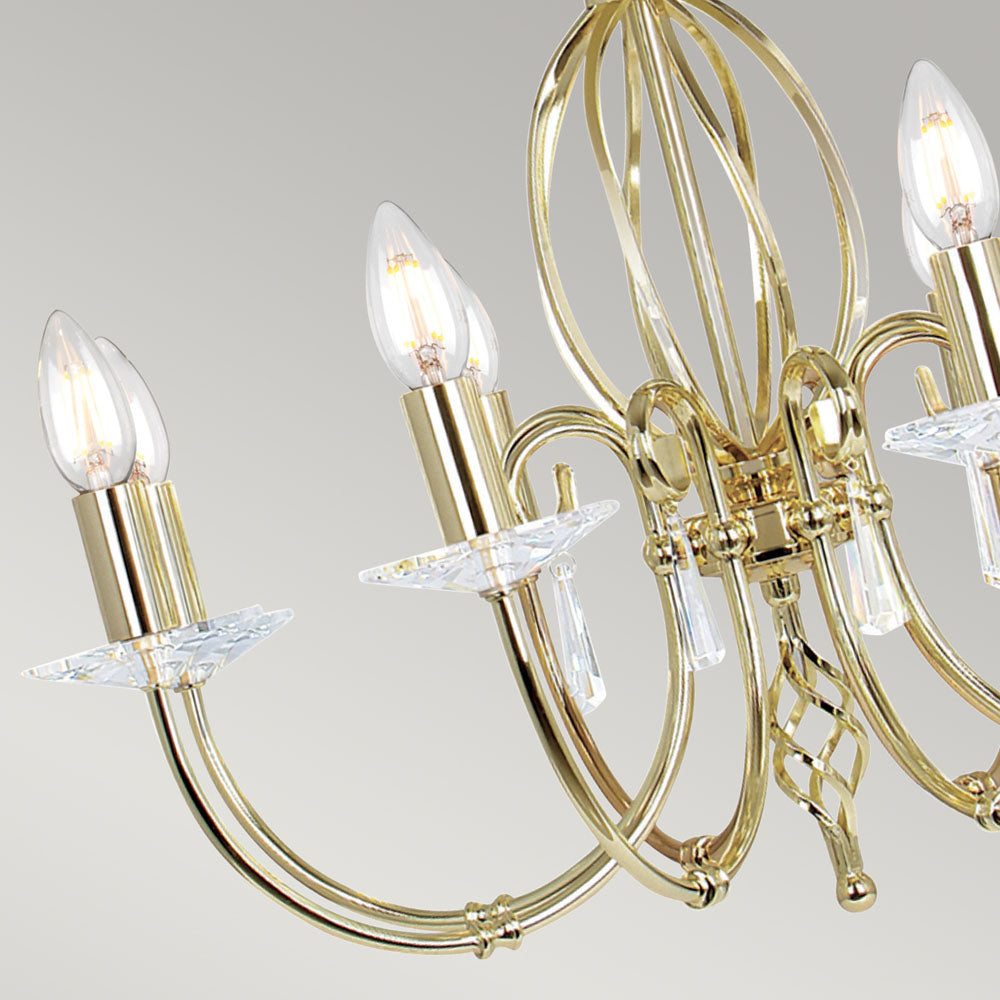 Aegean 8-Light Polished Brass Chandelier (Cut Glass Droplets)
