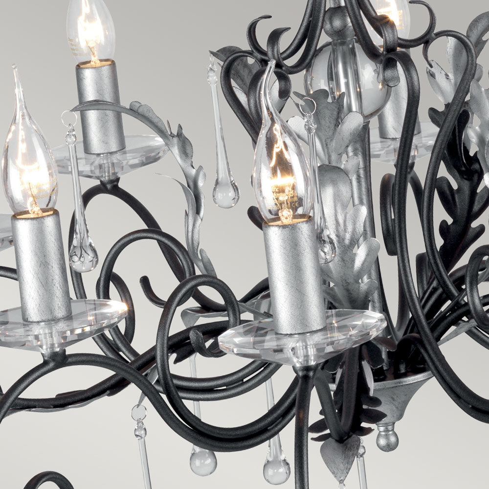 Amarilli 10-Light Black & Silver Chandelier (Hand-Forged)