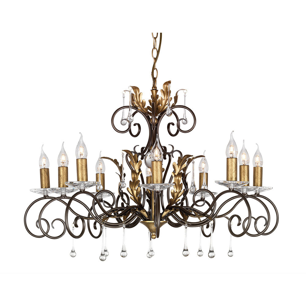 Amarilli 10-Light Bronze & Gold Chandelier (Hand-Forged)