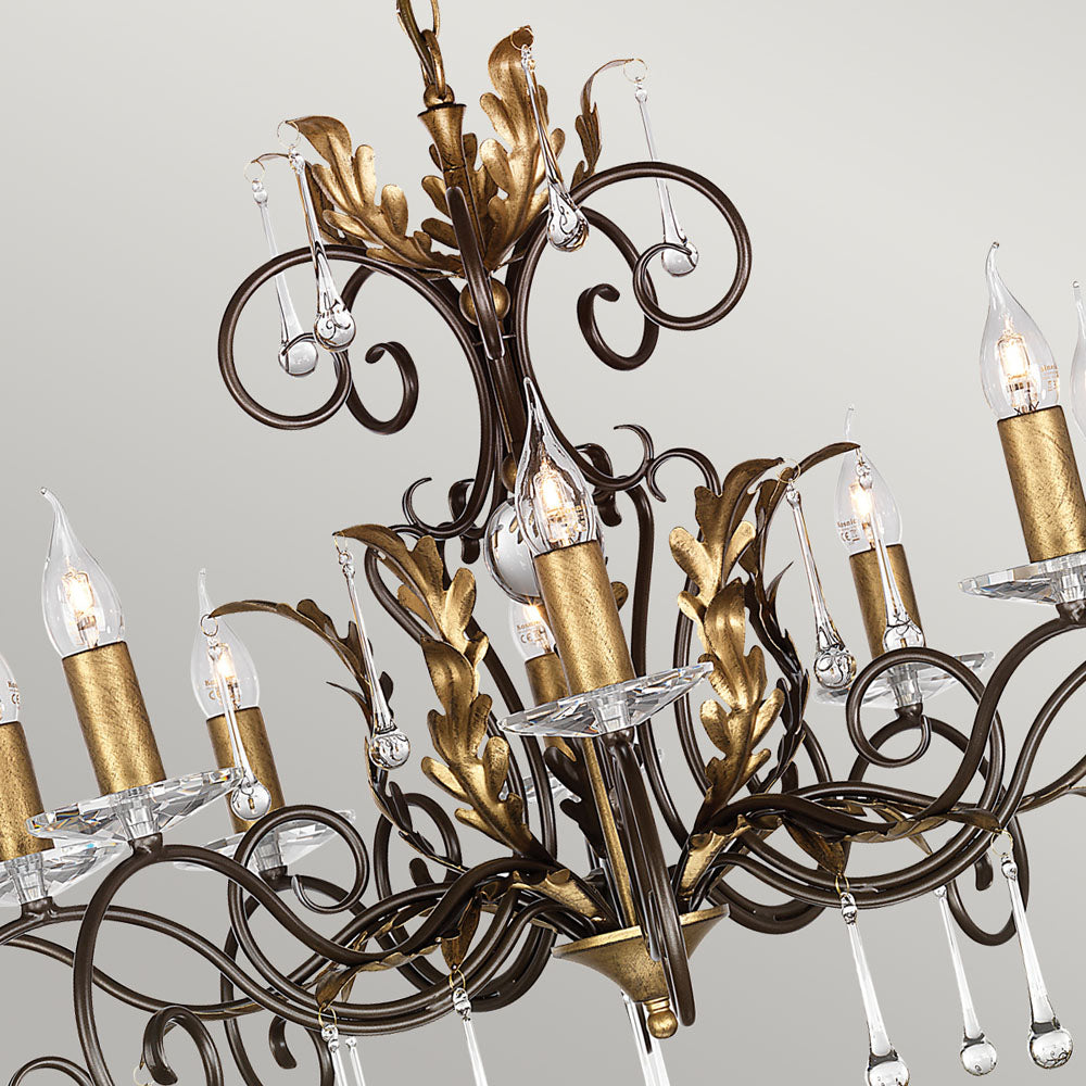 Amarilli 10-Light Bronze & Gold Chandelier (Hand-Forged)