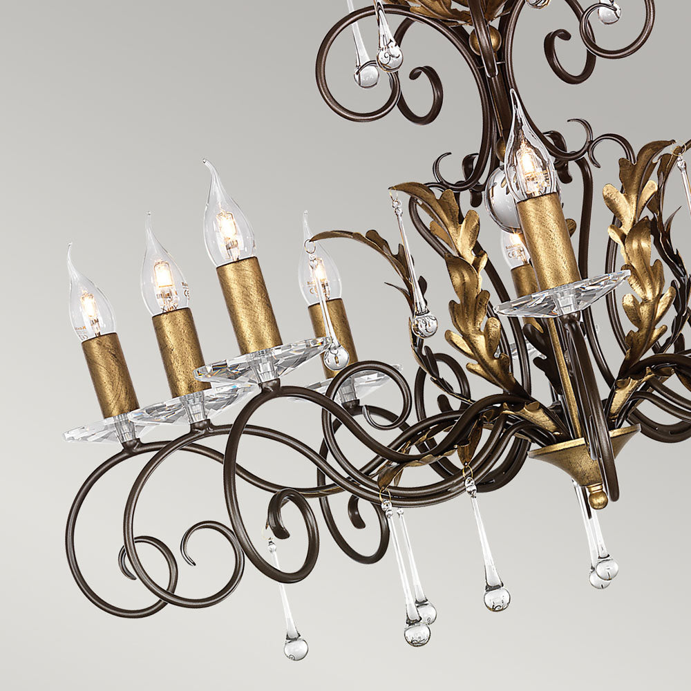 Amarilli 10-Light Bronze & Gold Chandelier (Hand-Forged)