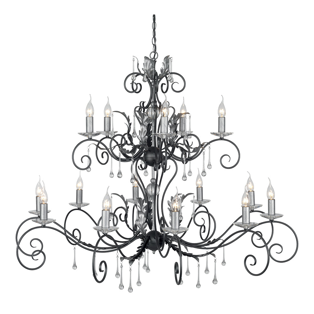 Amarilli 15-Light Black & Silver Chandelier (Hand-Forged)