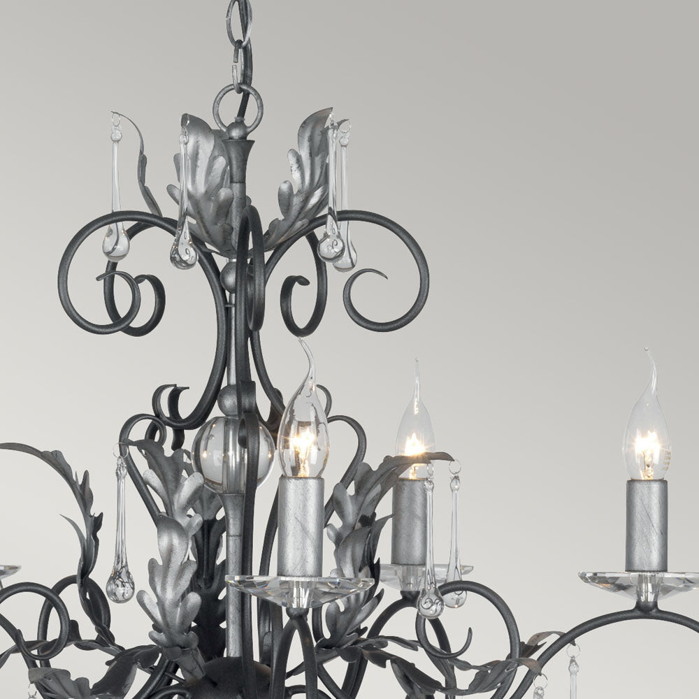 Amarilli 15-Light Black & Silver Chandelier (Hand-Forged)