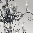 Amarilli 15-Light Black & Silver Chandelier (Hand-Forged)