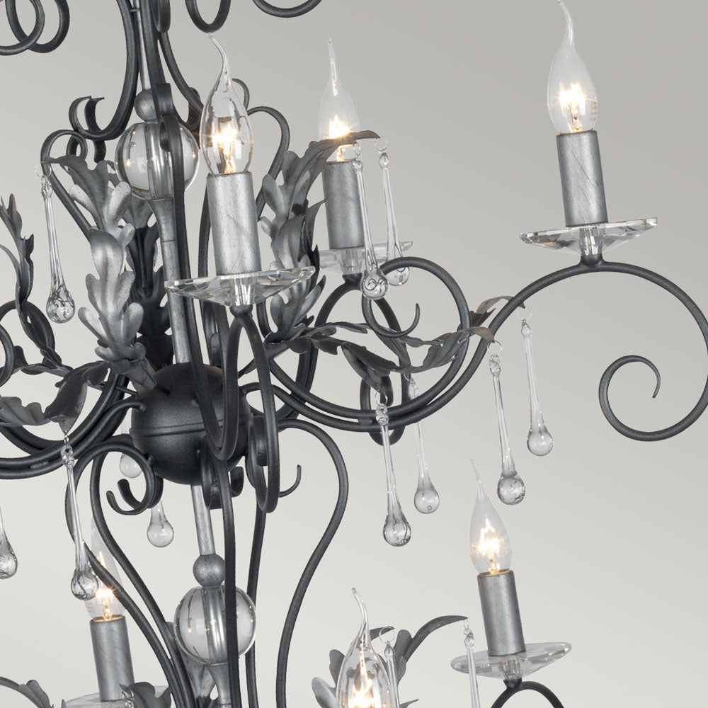 Amarilli 15-Light Black & Silver Chandelier (Hand-Forged)
