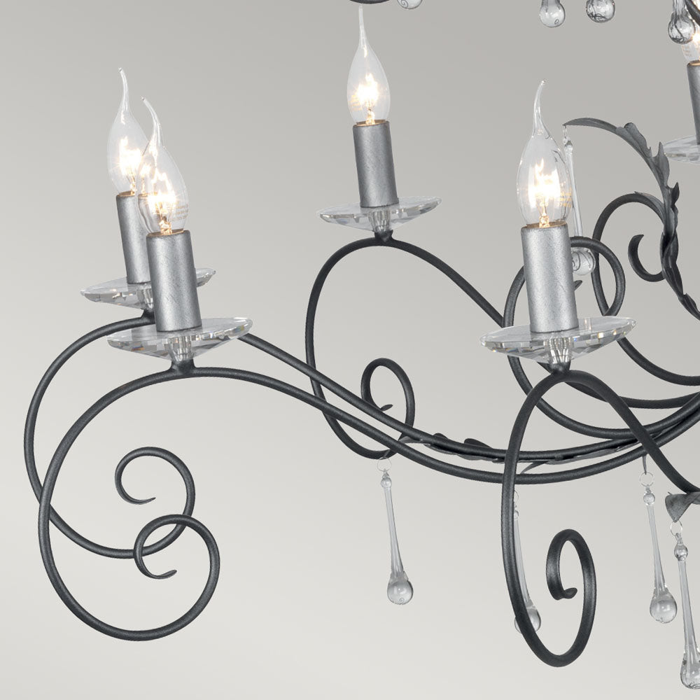 Amarilli 15-Light Black & Silver Chandelier (Hand-Forged)