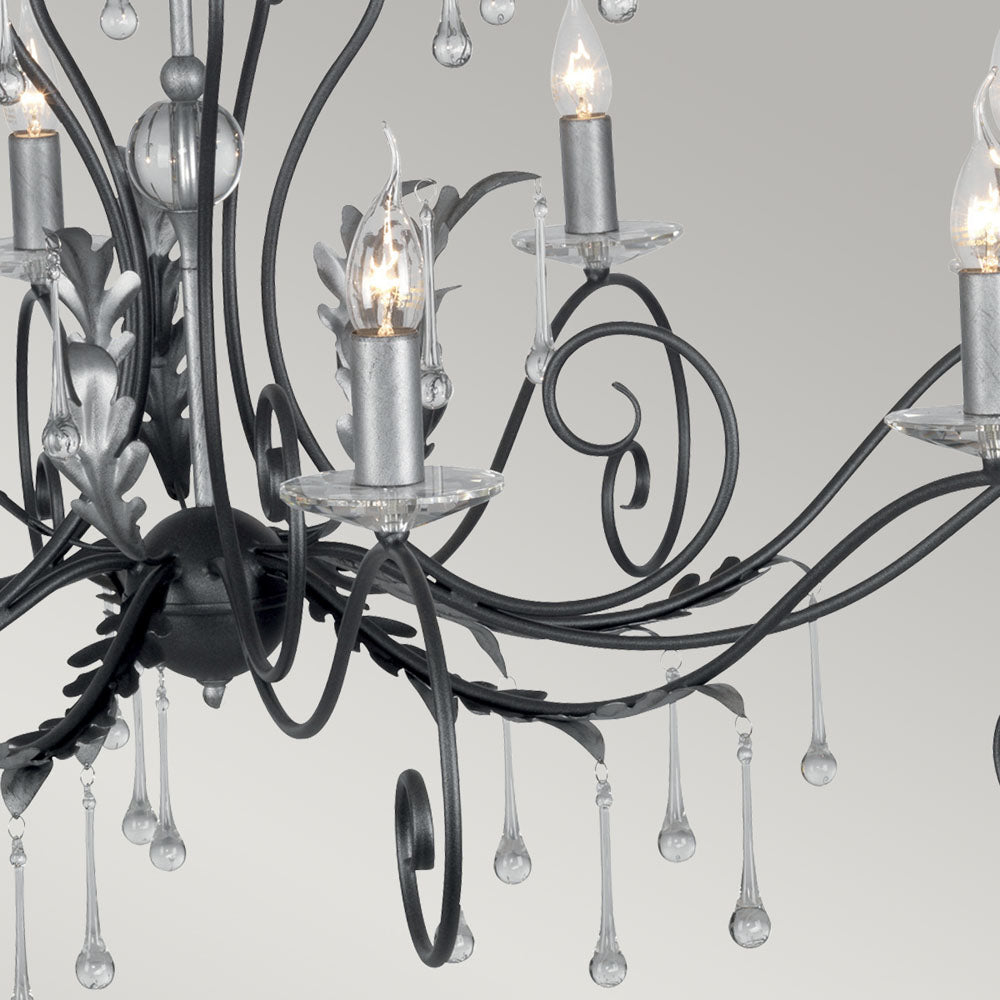 Amarilli 15-Light Black & Silver Chandelier (Hand-Forged)