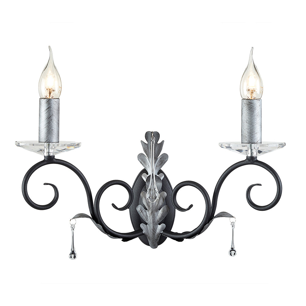 Amarilli 2-Light Black & Silver Wall Light (Hand-Forged)