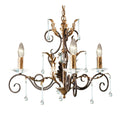 Amarilli 3-Light Bronze & Gold Chandelier (Hand-Forged, Convertible)