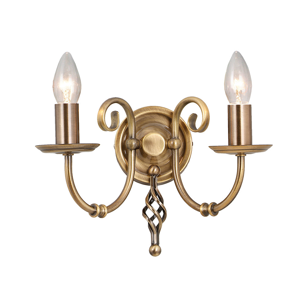 Artisan 2-Light Aged Brass Wall Light (Hand-Formed Scrolls)