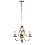 Artisan 3-Light Aged Brass Chandelier (Hand-Formed Scrolls, Convertible)