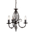 Artisan 3-Light Black Chandelier (Hand-Formed Scrolls, Convertible)