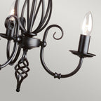Artisan 3-Light Black Chandelier (Hand-Formed Scrolls, Convertible)