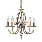 Artisan 5-Light Aged Brass Chandelier (Hand-Formed Scrolls, Convertible)