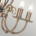Artisan 5-Light Aged Brass Chandelier (Hand-Formed Scrolls, Convertible)