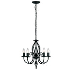 Artisan 5-Light Black Chandelier (Hand-Formed Scrolls, Convertible)