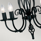 Artisan 5-Light Black Chandelier (Hand-Formed Scrolls, Convertible)