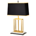 Atlas 1-Light Brushed Brass & Black Table Lamp (White Marble Base)