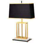 Atlas 1-Light Brushed Brass & Black Table Lamp (White Marble Base)