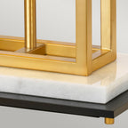 Atlas 1-Light Brushed Brass & Black Table Lamp (White Marble Base)