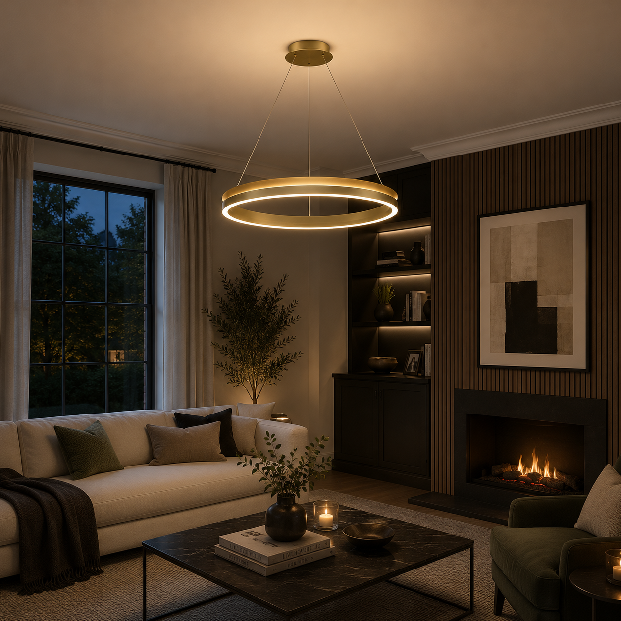 Eternity 600mm Satin Brass LED Pendant