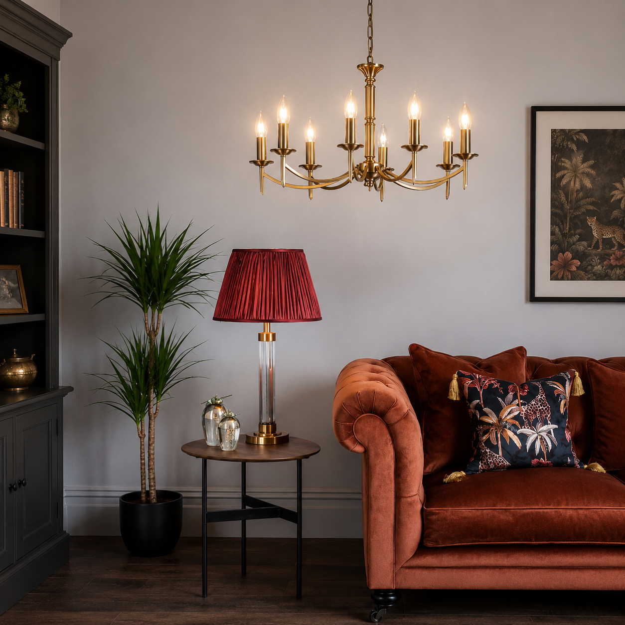 Patrinia 8 Light Dual Mount Pendant Antique Brass