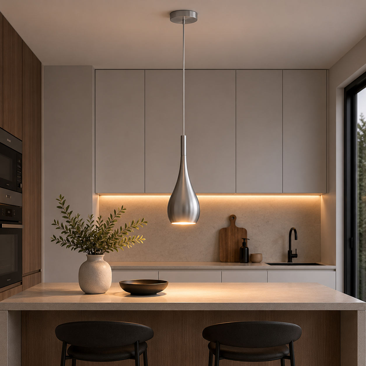 Maia 1 - Satin Chrome Metal Pendant