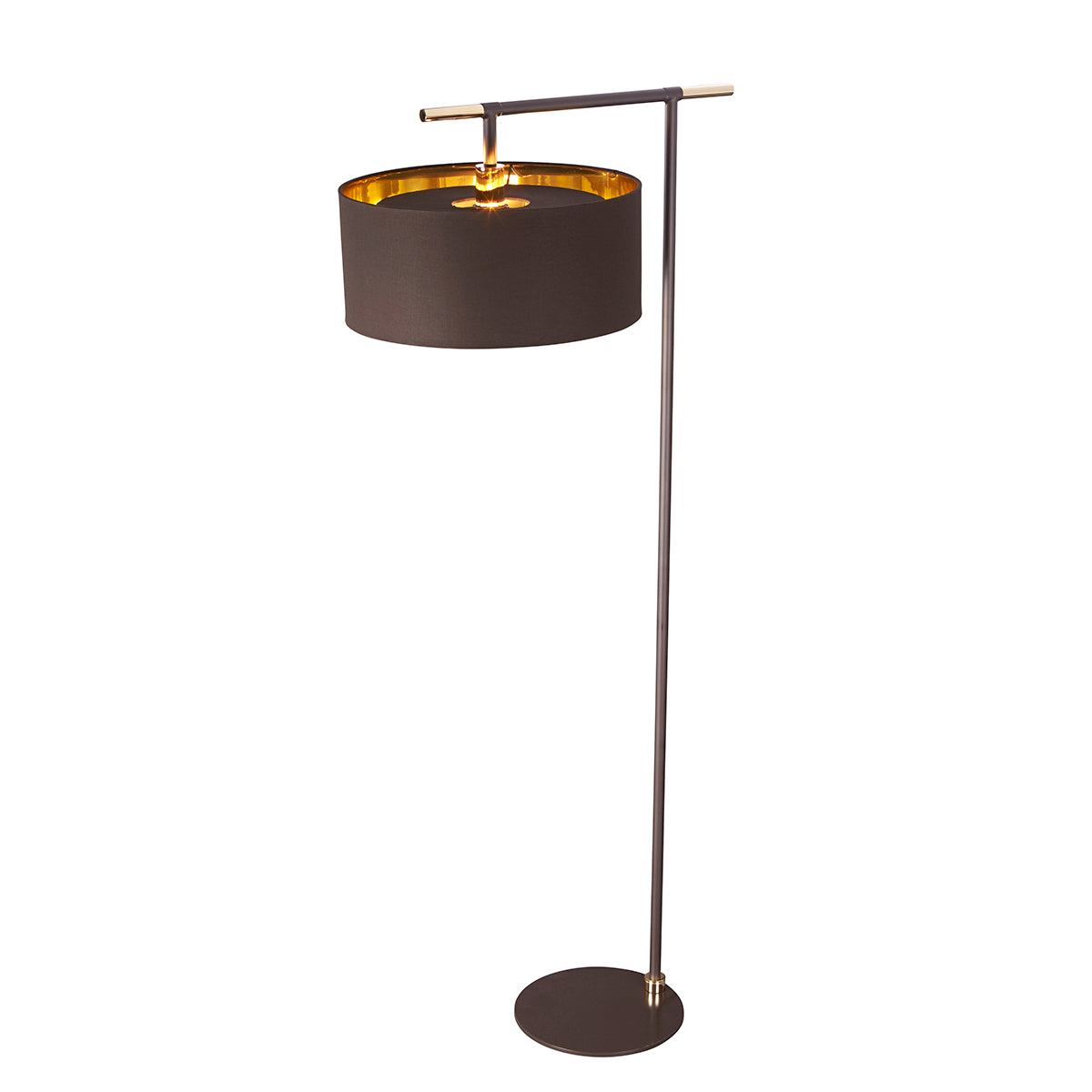 Balance 1-Light Brown & Polished Brass Floor Lamp (Retro Style)