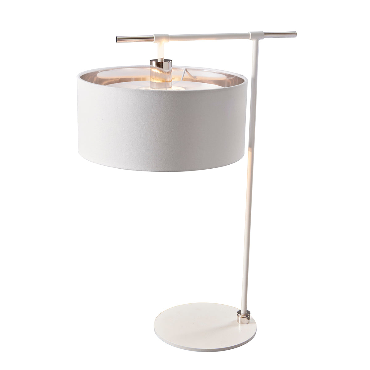 Balance 1-Light Table Lamp (White & Polished Nickel)