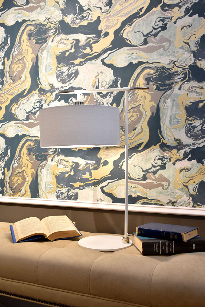 Balance 1-Light Table Lamp (White & Polished Nickel)
